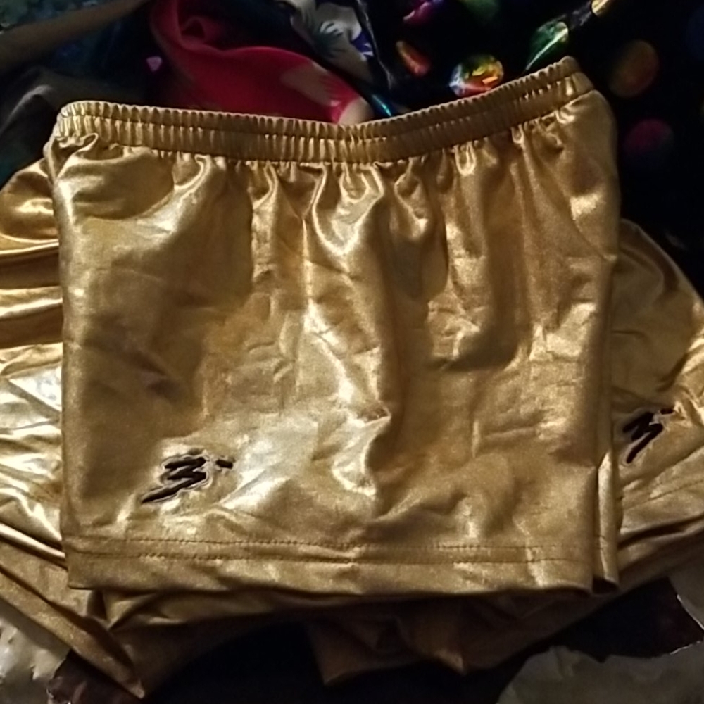 NWOT 3°Gold Metallic 3' Festival Sport Shorts - Picture 4 of 7